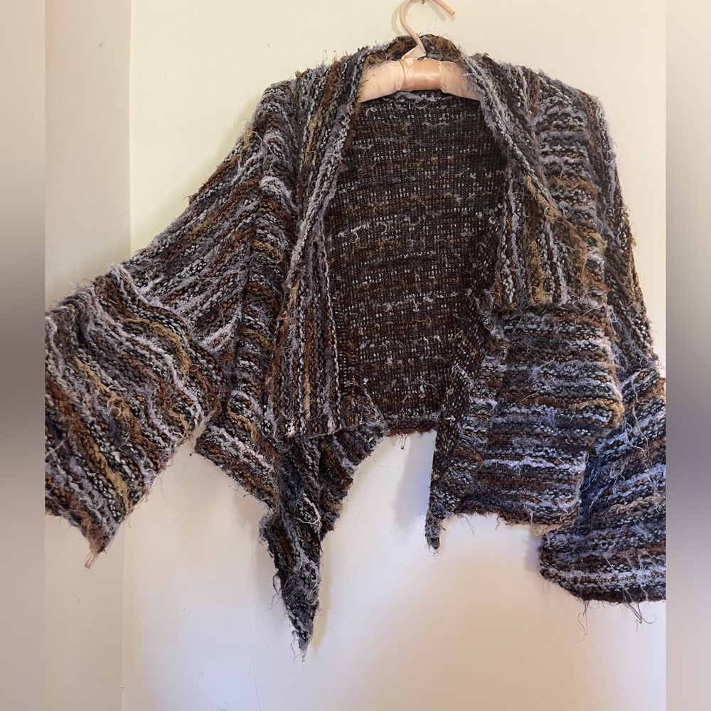 Beautiful woven comfortable hippy/boho asymmetrical cowl shawl cardigan